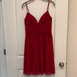 Elegant Red Spaghetti Strap Cocktail Dress